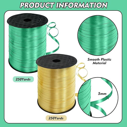 TONIFUL 500 Yards Curling Ribbon-Balloon Ribbon-Balloon String for Art&Craft Decor,Gift Wrapping,Ribbons and Bows for Christmas New Year Birthday Gifts Graduation Supplies (Green Gold)
