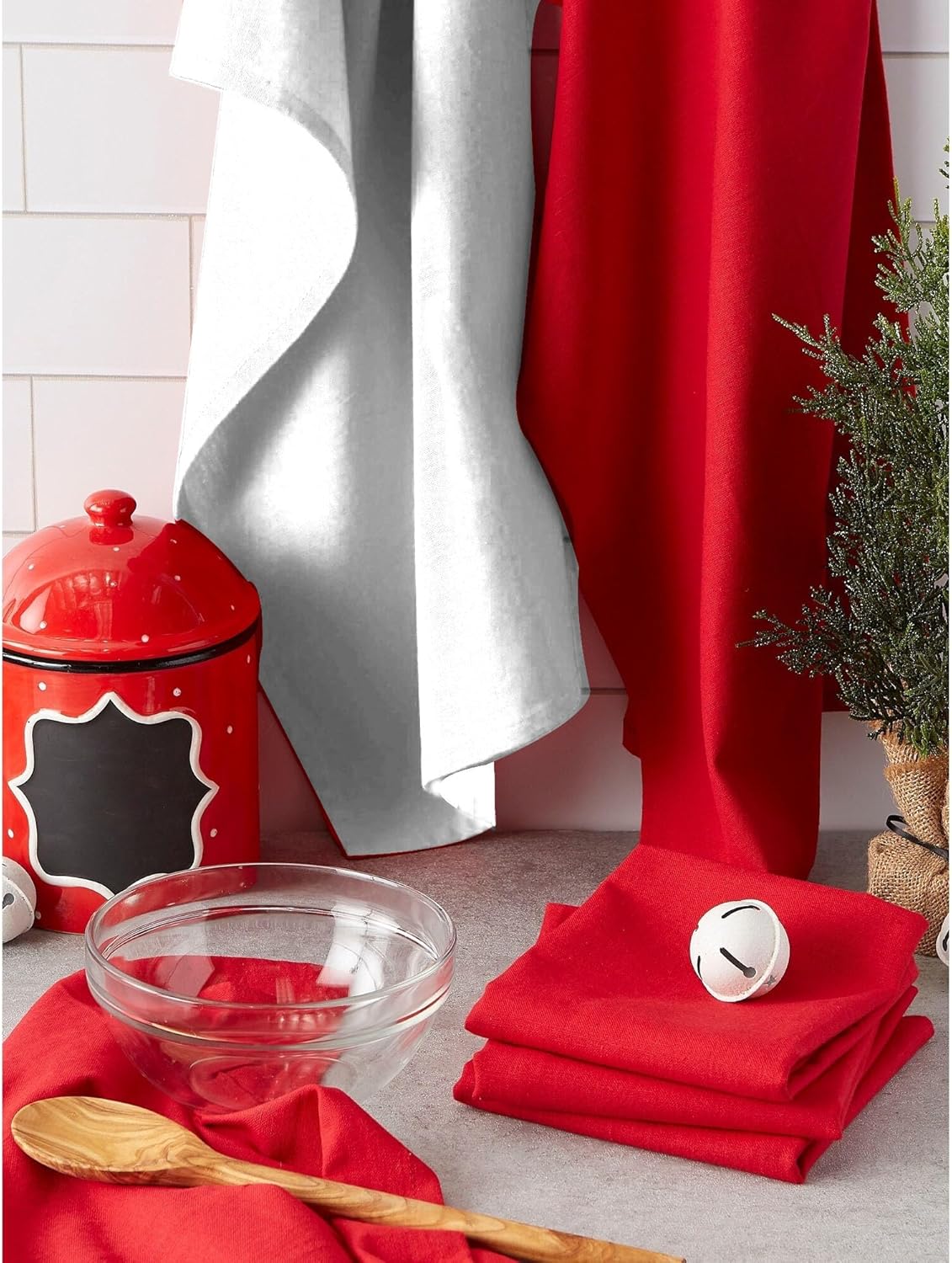 Taran Living Kitchen Towels Cotton Solid Dish Cloths Kitchen Hand Towel Reusuable Dish Towel for Cleaning Tea Towels Set with Hanging Loop - 18"x 28"