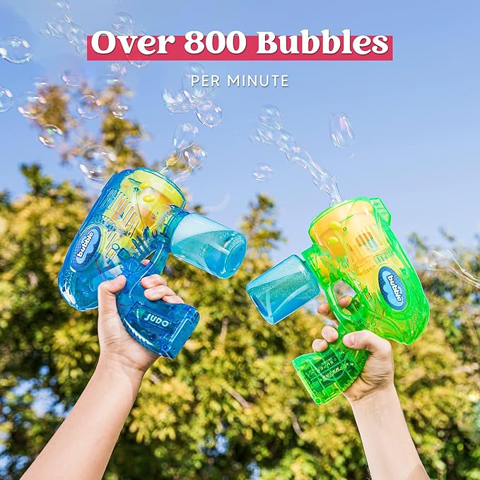JOYIN 2 Bubble Guns Blaster Kit with 2 Solution for Kids, Automatic Bubble Maker Blower Machine for Party Favors, Birthday, Outdoor & Indoor Activity, Summer Toy