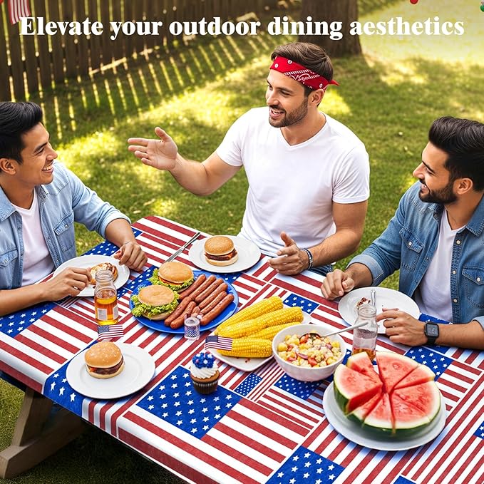 Picnic Table Cover with Bench Covers Windproof Waterproof Picnic Table Covers Camping Tablecloth with Self-Storage Bag, 72in, Multi Flag Patchwork