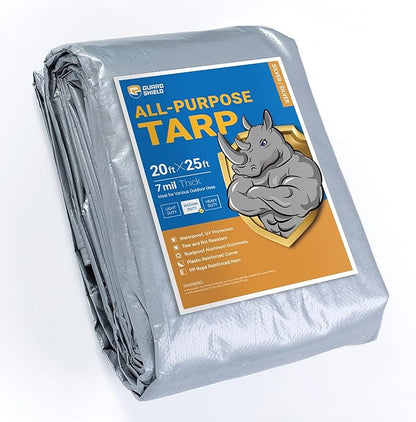 GUARD SHIELD Silver Tarp Waterproof 20x25 Feet Medium Duty All Purpose Poly Tarps Cover 7mil