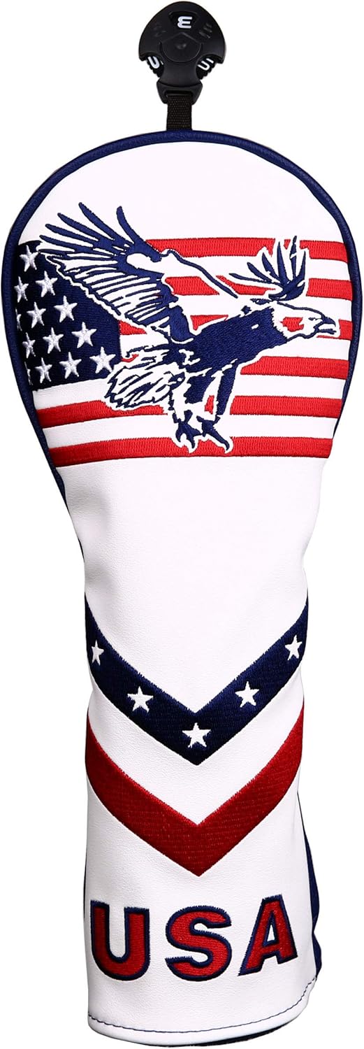 USA Flag and Eagle Golf Driver/Fairway Wood/Hybrid/Iron/Mallet Putter/Blade Putter Head Cover