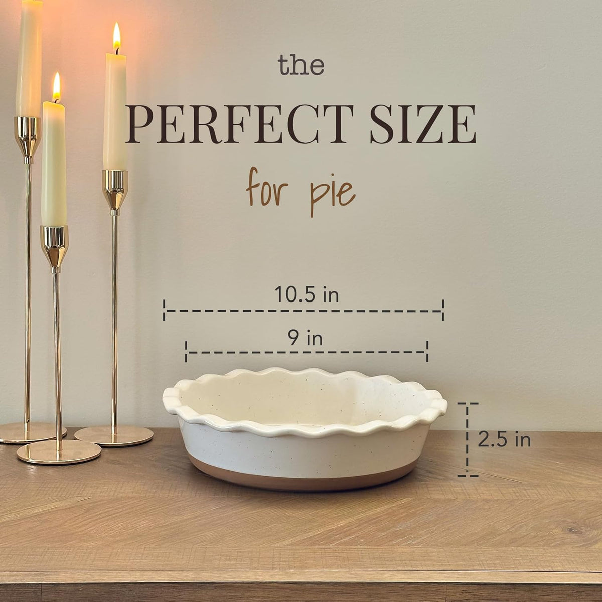 Mora Ceramic Deep Fluted Pie Dish for Baking - 9 inch Porcelain Pie Plate for Apple, Quiche, Pot Pies, Tart, etc. - Modern Farmhouse Style