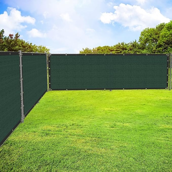 ECOOPTS 4'x32' Privacy Fence Screen Windscreen with Copper Grommets, Fit for Commercial Fence and Residential Garden Outdoor 90% UV Blockage, Cable Zip Ties Included (Green)