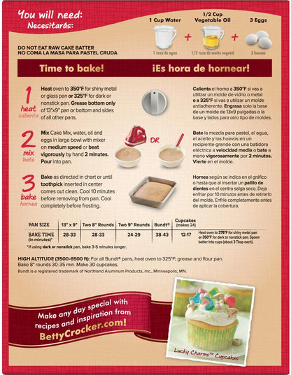 Betty Crocker Super Moist Cake Mix-Cherry Chip-15.25 Oz,2 Pack
