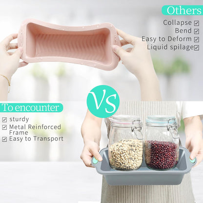 To encounter 9 Inch Silicone Bread and Loaf Pan, 2 Pack Food Grade Nonstick Silicone Molds for Baking Banana Bread, Meat Loaf, Pound Cake