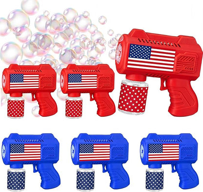 Gemscream 6 Pack 4th of July Automatic Bubble Gun for Party Patriotic Bubble Machine Blower for Outside Activity 250th Anniversary Party Supplies for Independence Day Summer Birthday Gifts Decoration