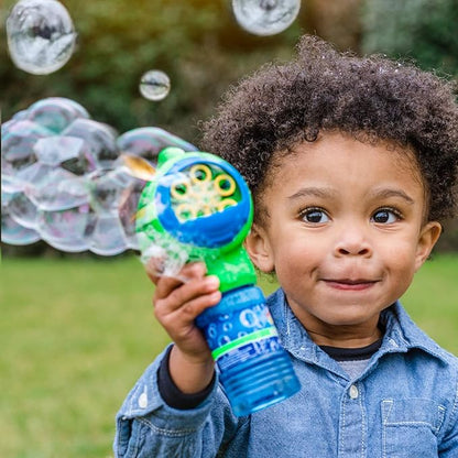 2 Pack Handheld Bubble Blaster Blowing Machine with 8 Refill Bubble Solution Pack, Great Toddler Party Favor and Birthday Gift, 3+