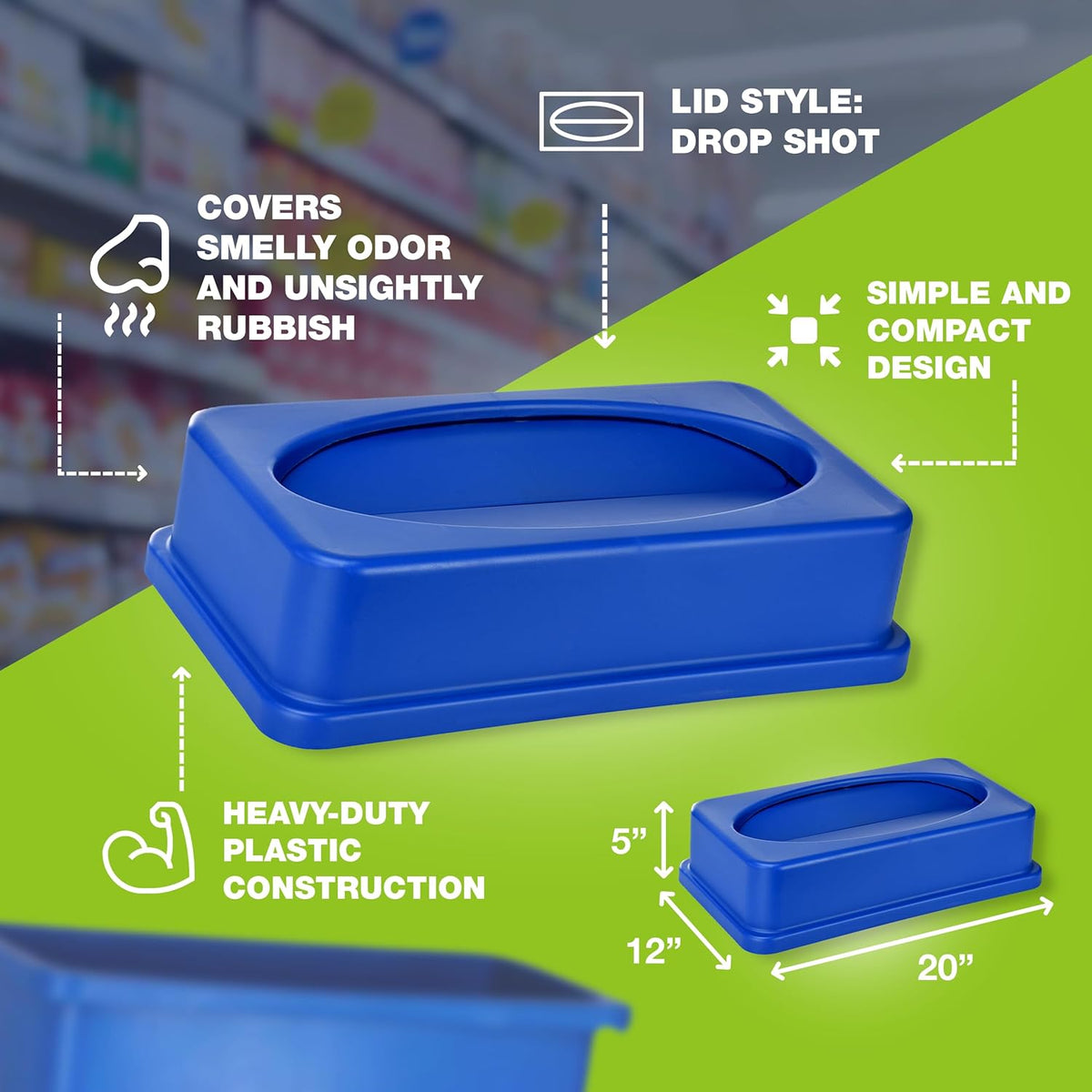 Alpine 23 Gallon Slim Trash/Recycling BIN Swing LID Blue