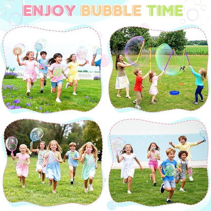 REZUCREY 32 Pcs Big Bubble Wands Toys Set, Giant Bubble Wands with Tray for Kids Summer Outdoor Toys Bubbles Party Favors Bubbles Maker Bulk for Kids Toddlers Boys Girls Age 3 4 5 6 7 8+