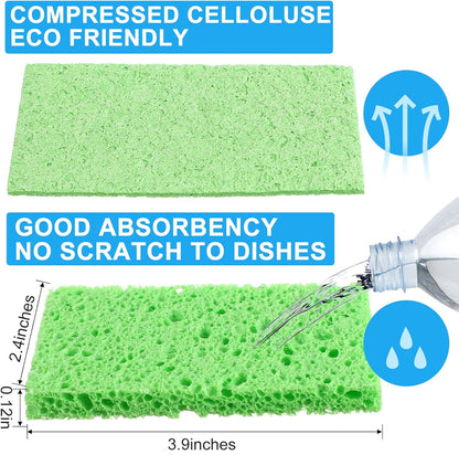 Zhengmy 48 Pieces Kitchen Sponge Bulk Natural Sponges for Dishes Compressed Wood Pulp Sponges Cleaning Sponge Without Scratching for Kitchen Bathroom, 3.9 x 2.4 x 0.12 Inch (Multicolor)