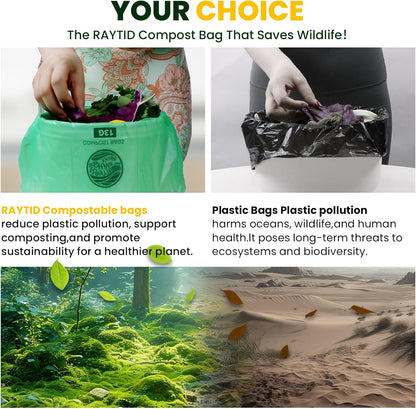 Trash bags 13+ gallon tall kitchen,Compostable Trash Lawn & Leaf Yard Waste Bags,Kitchen Compost Trash Bin Compatible,Extra Thick1.1 Mills,Certified by BPI and OK Compost(50count)