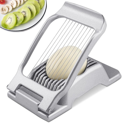 BIBURY Egg Slicer, Egg Cutter for Hard Boiled Eggs, Heavy Duty Aluminium Slicer for Egg Mushroom Strawberry Soft Fruit, Stainless Steel Wires, Dishwasher Safe & Easy to Clean