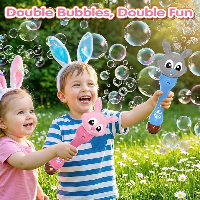 Bubble Machine for Kids, 2 Pack Bunny Bubble Wands, Automatic Rabbit Bubble Blower,Outdoor Bubble Toys Summer Pool Party Beach Gift for Age 3 4 5 6 7 8 Years Old Boys Girls