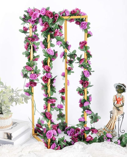 Miracliy 8Pcs 66FT Purple Flower Garland, Artificial Rose Floral Vines Fake Hanging Spring Flower Garland for Wall Backdrop Wedding Arch Tea Party Door Mantle Decoration