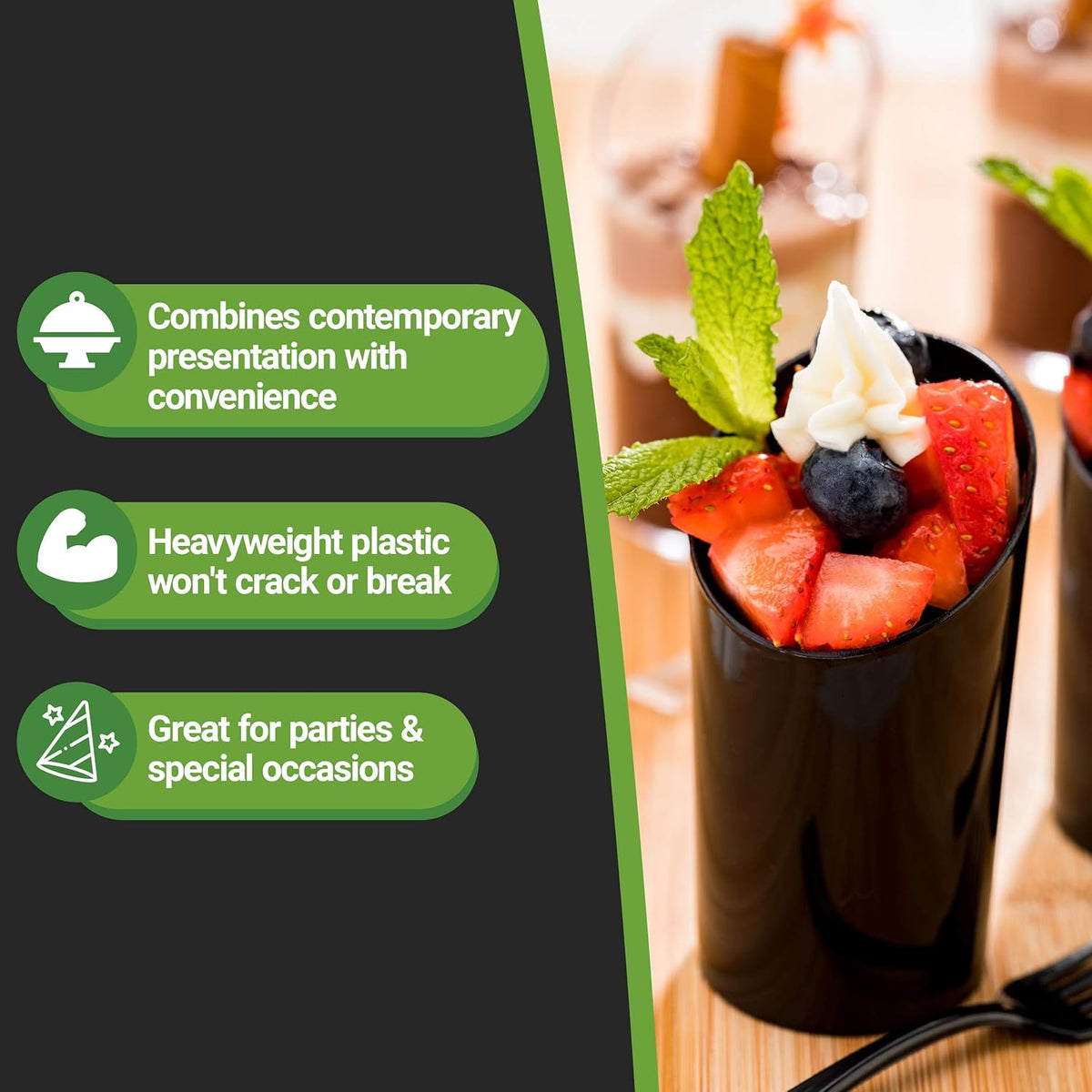 Restaurantware 3 Ounce Shot Glasses 100 Round Incline Cups - With Black Finish Disposable Plastic Shot Glasses For Serving Samples At Wedding