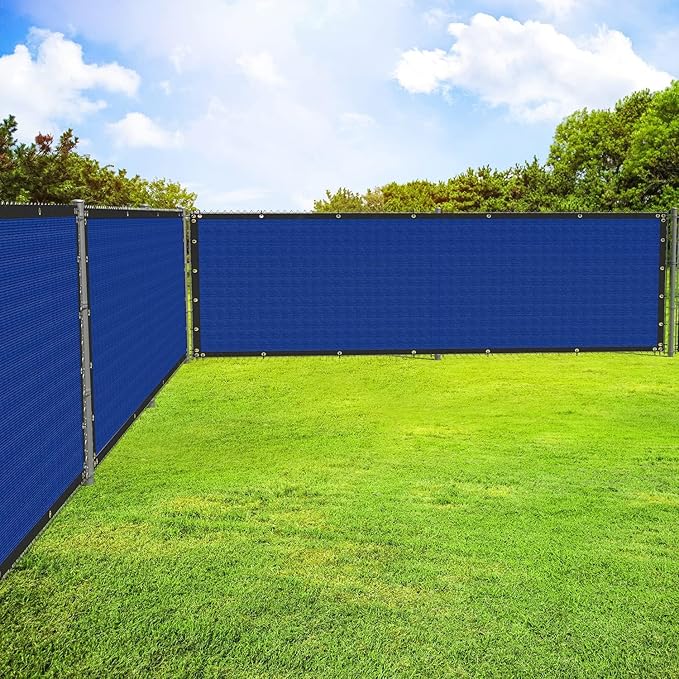 ECOOPTS 4'x184' Privacy Fence Screen Windscreen with Copper Grommets, Fit for Commercial Fence and Residential Garden Outdoor 90% UV Blockage, Cable Zip Ties Included (Blue)