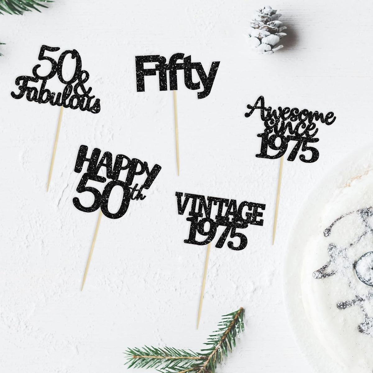 Gyufise 30Pcs Vintage 1975 Cupcake Toppers 50th Birthday Cake Decorations Cheers to 50 Fabulous Fifty Cupcake Picks 50th Birthday Wedding Anniversary