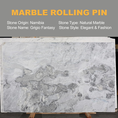 Koville African Natural Marble Rolling Pin, Non-Stick Polished Dough Roller, Pasta, Dumpling, Fondant, Pie Crust, Bread, Pizza Dough