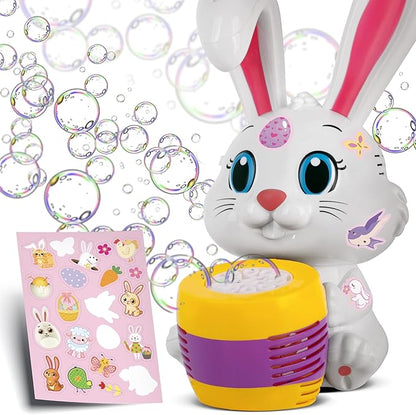 ArtCreativity Bunny Bubble Machine for Toddlers - Bunny Rabbit Bubble Blower Machine Toy for Kids with Refill Solutions, Music, & Batteries - Animal Party Favors and Activities for Girls and Boys