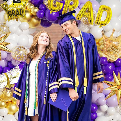Graduation Balloon Arch Garland Kit Purple Gold White Graduation Decorations 2026 for College High School Class of 2026 Grad Party Prom Decor