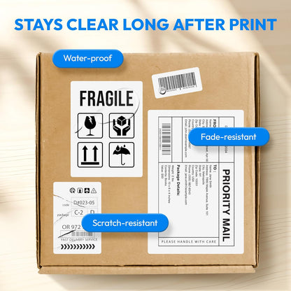 4x3 Direct Thermal Label, Barcode Address Mailing Name Shipping Labels, Perforated Thermal Stickers, Multipurpose, Commercial Grade for Thermal Printer, Strong Adhesive, 500/Roll, 4 Rolls