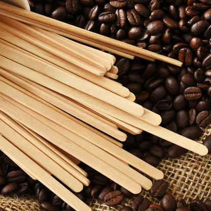 Sugormek1000PCS 5.5 IN Wooden Coffee Stirrers, A+Level Smooth Rounded Edges Disposable Coffee Stir Stick