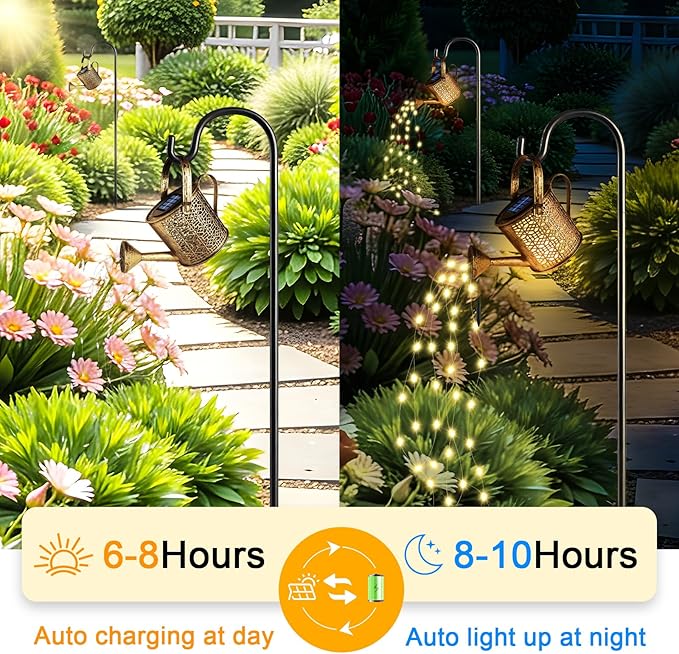 2 Pack Solar Watering Can Lights, Solar Lights Outdoor Decorative, Small Hanging Lantern Landscape Light Waterproof, Outside Garden Decor for Yard Lawn Patio, Gifts for Mom Grandma Women Birthday