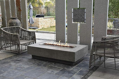 Elementi | Hampton Gas Fire Pit Cast Concrete 56" Rectangular Fire Table, Outdoor Fire Pit Electronic Ignition | Canvas Cover, Lava Rock Included | Light Gray (Natural Gas)