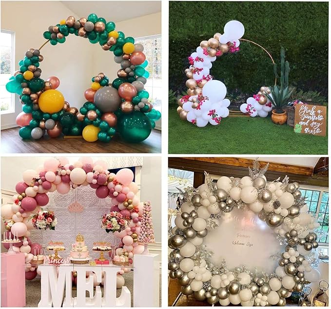 LANGXUN 9ft Large Size Metal Circle Balloon Arch Stand Decoration, Indoor Outdoor Arch Frame for Birthday Wedding Graduation Decorations and Event Party Supplies, Baby Shower Photo Background