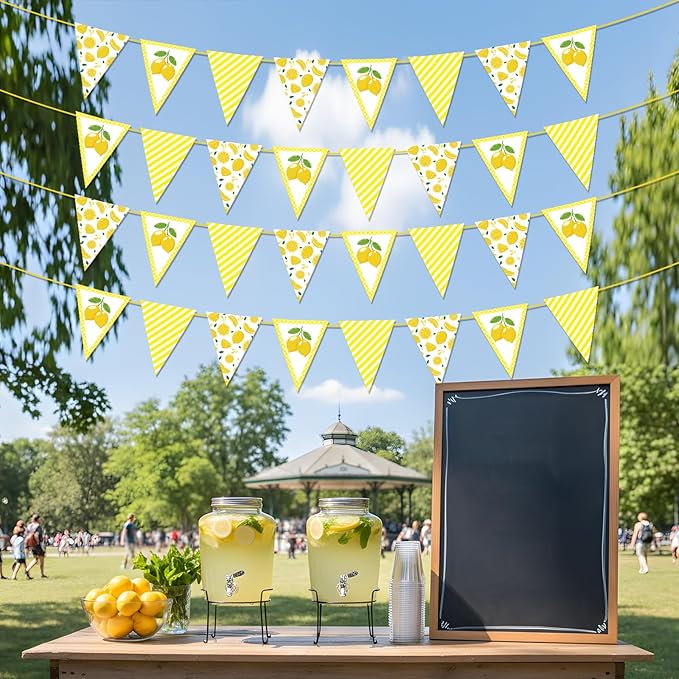 Lemonade Stand Party Decorations - 4PCS Fresh Lemonade Party Banner Supplies for Kids, Lemon Drink Bar Sign Garland Birthday Supplies Decor for Summer (No-DIY)