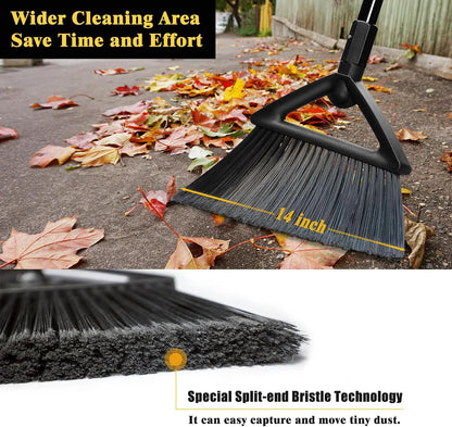 Outdoor Angle Broom Indoor,Upgraded Heavy Duty Commercial Brooms,Black Broom for Sweeping House,Restaurant,Kitchen,Garage,Courtyard