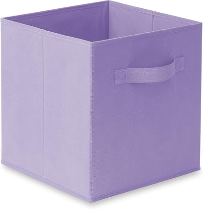 Casafield Set of 6 Collapsible Fabric Cube Storage Bins, Lavender - 11" Foldable Cloth Baskets for Shelves, Cubby Organizers & More