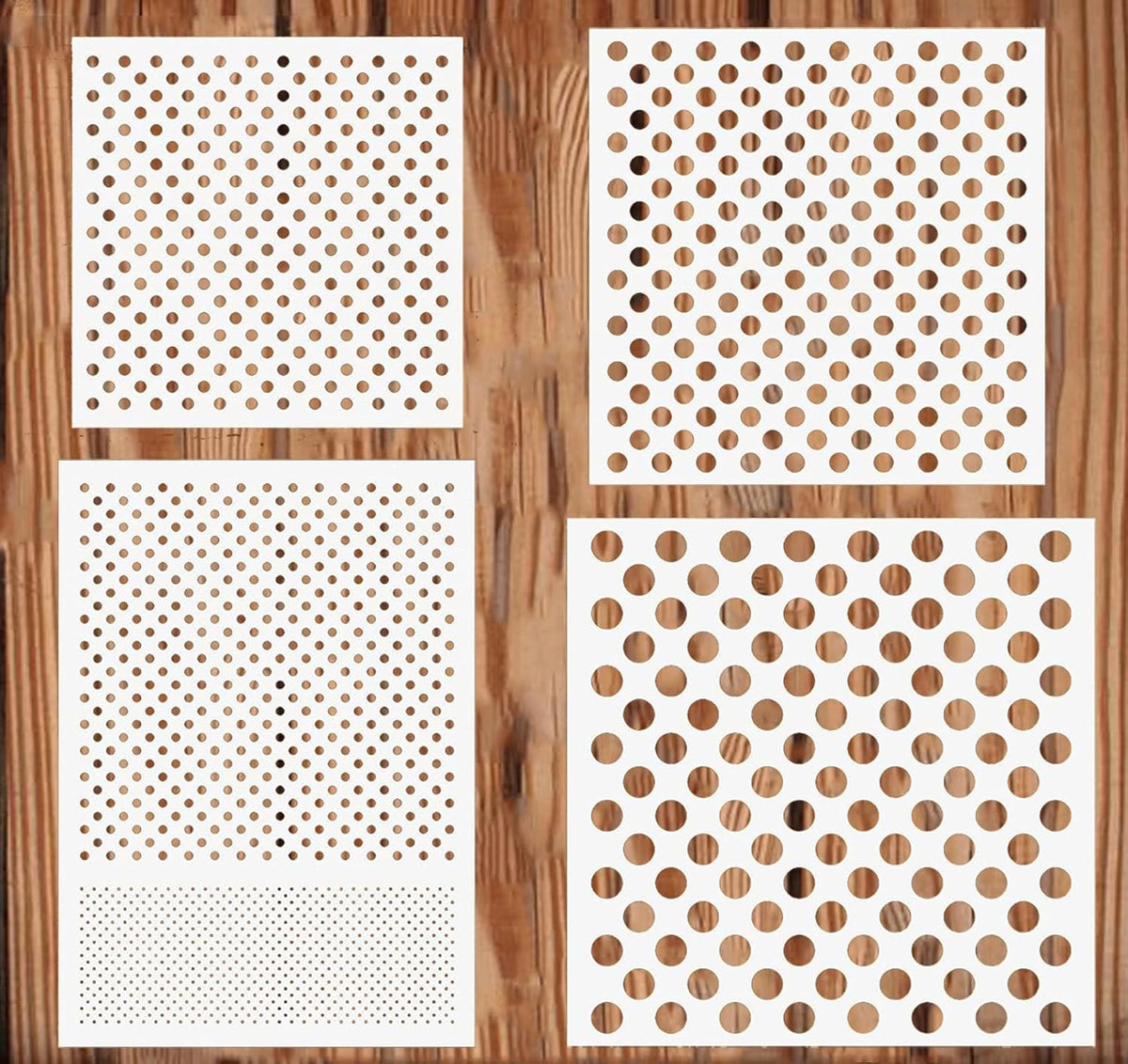 4PCS Dots Stencil 4 Sizes Polka Dot Stencils Painting Template Reusable Plastic Starburst Stencils for Painting on Wood Wall Decor