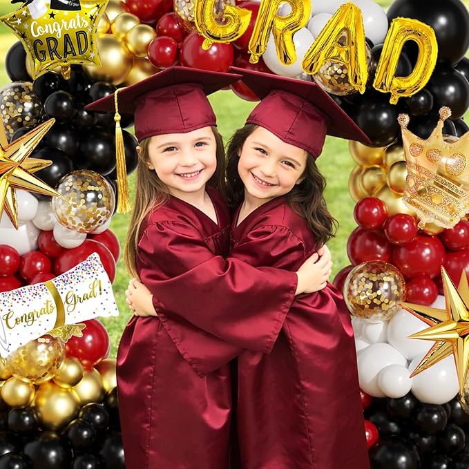 Graduation Balloon Arch Garland Kit Maroon Gold White Black Graduation Decorations 2026 for College High School Class of 2026 Grad Party Prom Decor