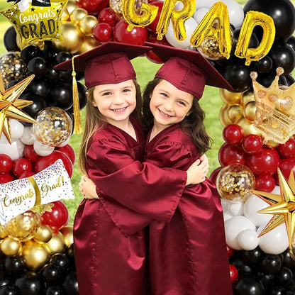 Graduation Balloon Arch Garland Kit Maroon Gold White Black Graduation Decorations 2026 for College High School Class of 2026 Grad Party Prom Decor