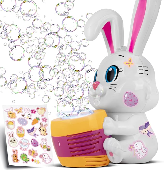 ArtCreativity Bunny Bubble Machine for Toddlers - Bunny Rabbit Bubble Blower Machine Toy for Kids with Refill Solutions, Music, & Batteries - Animal Party Favors and Activities for Girls and Boys
