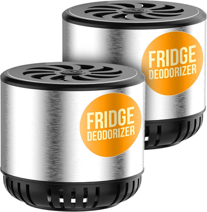 Refrigerator Deodorizer - Double Pack - Fridge Smell Eliminator Lasts for 10 Years -18ft3 Capacity Strong Fridge Odor Absorber, Eliminator & Air Purifier - More Effective Than Baking Soda