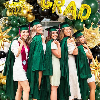 Graduation Balloon Arch Garland Kit Green Gold Black White Graduation Decorations 2026 for College High School Class of 2026 Grad Party Prom Decor