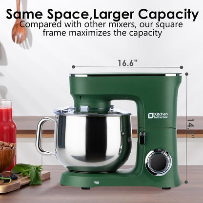 Kitchen in the Box Stand Mixer, 900W 8.5 QT Kitchen Electric Mixer, 10-Speed Large Capacity Tilt-head Food Mixer with Dough Hook, Wire Whip, Flat Beater & Splash Guard (Green)