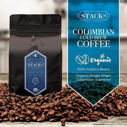 Organic Cold Brew Coffee Coarse Ground 1 LB - Colombian Supremo Reserve Flavor Dark Roast Coarse Grind - 100% Arabica Beans - Handcrafted