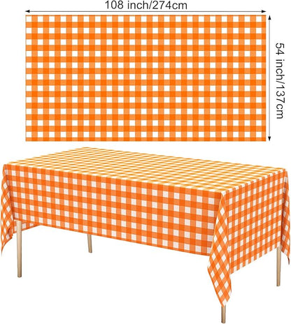 Remagr Checkered Table Cloth 54 x 108 Inch Disposable Buffalo Plaid Plastic Table Cloth Waterproof Rectangle Gingham Tablecover for Picnic, Dining, Birthday Party Decor