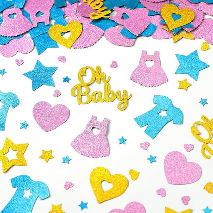 KatchOn, Pink, Blue and Gold Gender Reveal Confetti - Pack of 240 | Boy Or Girl Table Confetti | Gender Reveal Decorations | Oh Baby Decorations for Boy Or Girl | Gender Reveal Table Confetti