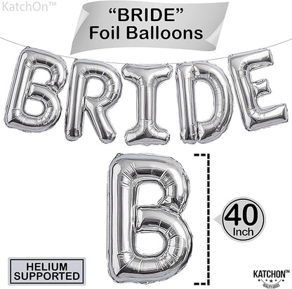 KatchOn, Giant Silver Bride Balloons - 40 Inch | Bachelorette Party Decorations | Silver Bride Balloons Bachelorette for Bridal Shower Decorations | Bridal Shower balloons
