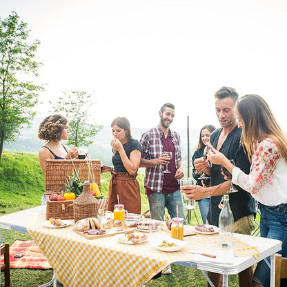 LeTinn 6FT Large Folding Camping Table, 3 Adjustable Heights Portable Aluminum Picnic Table – Heavy Duty Outdoor BBQ Table for 6-8 Person, White