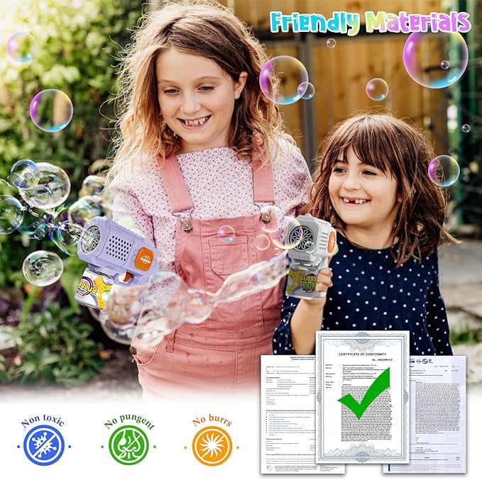 PANACARE 2 Packs Bubble Gun for Kids Automatic bubbele Maker with 10 Holes/Lighting/10000+Bubbles/Min Portable Bubble Machine with Bubble Solution Best Toy Gifts for Birthday/Party/Wedding