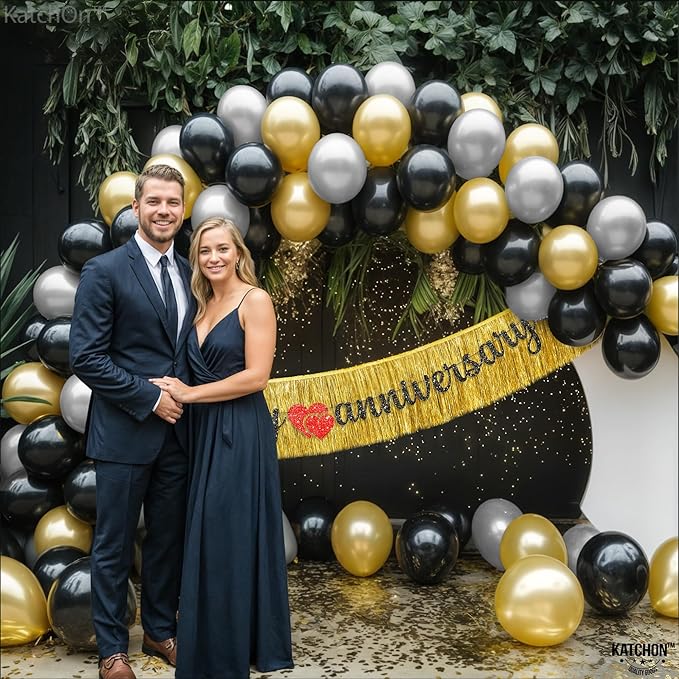 KatchOn, Gold & Black Graduation Balloon Arch Kit 2026 - Pack of 85 | Graduation Fringe, Graduation Backdrop for 2026 Graduation Decorations | Graduation Party Decorations, Grad Party Decorations 2026