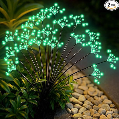Slyuexu Solar Garden Lights 2 Pack Waterproof Swaying Starburst Light Solar Outdoor Lights for Yard Patio Walkway Pathway Party Wedding Decoration, Unique Gifts for Women, Green