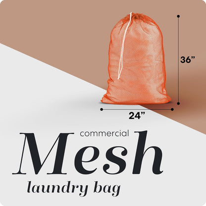 Handy Laundry Mesh XL Laundry Bag - Durable, Machine Washable with Secure Drawstring Closure - Perfect for College Dorms, Laundromats, Apartments (Orange, Large 24" x 36")
