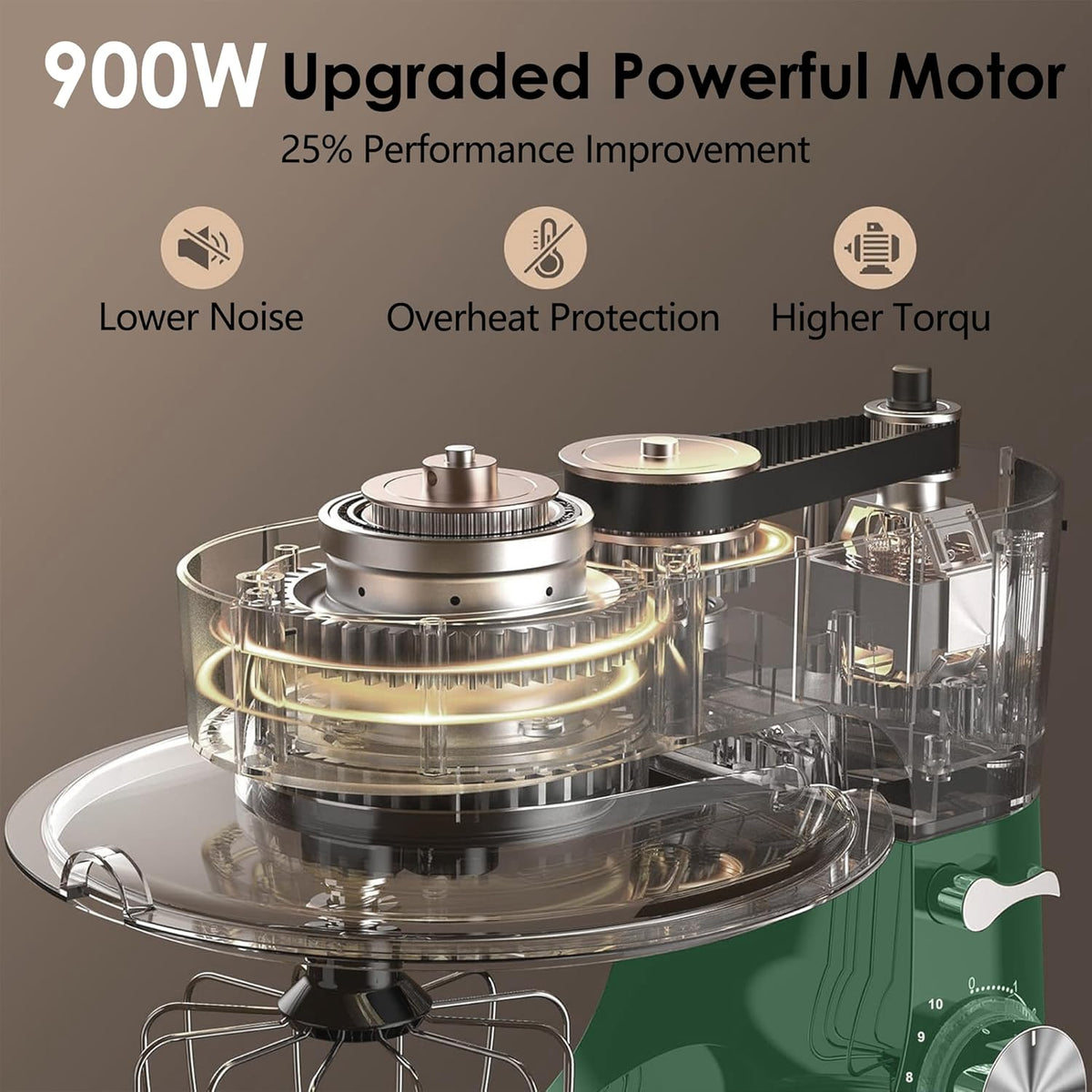 Kitchen in the Box Stand Mixer, 900W 8.5 QT Kitchen Electric Mixer, 10-Speed Large Capacity Tilt-head Food Mixer with Dough Hook, Wire Whip, Flat Beater & Splash Guard (Green)